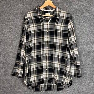 Barbour Button Down Shirt Womens 10 Black Plaid Good Modern Fit Flannel